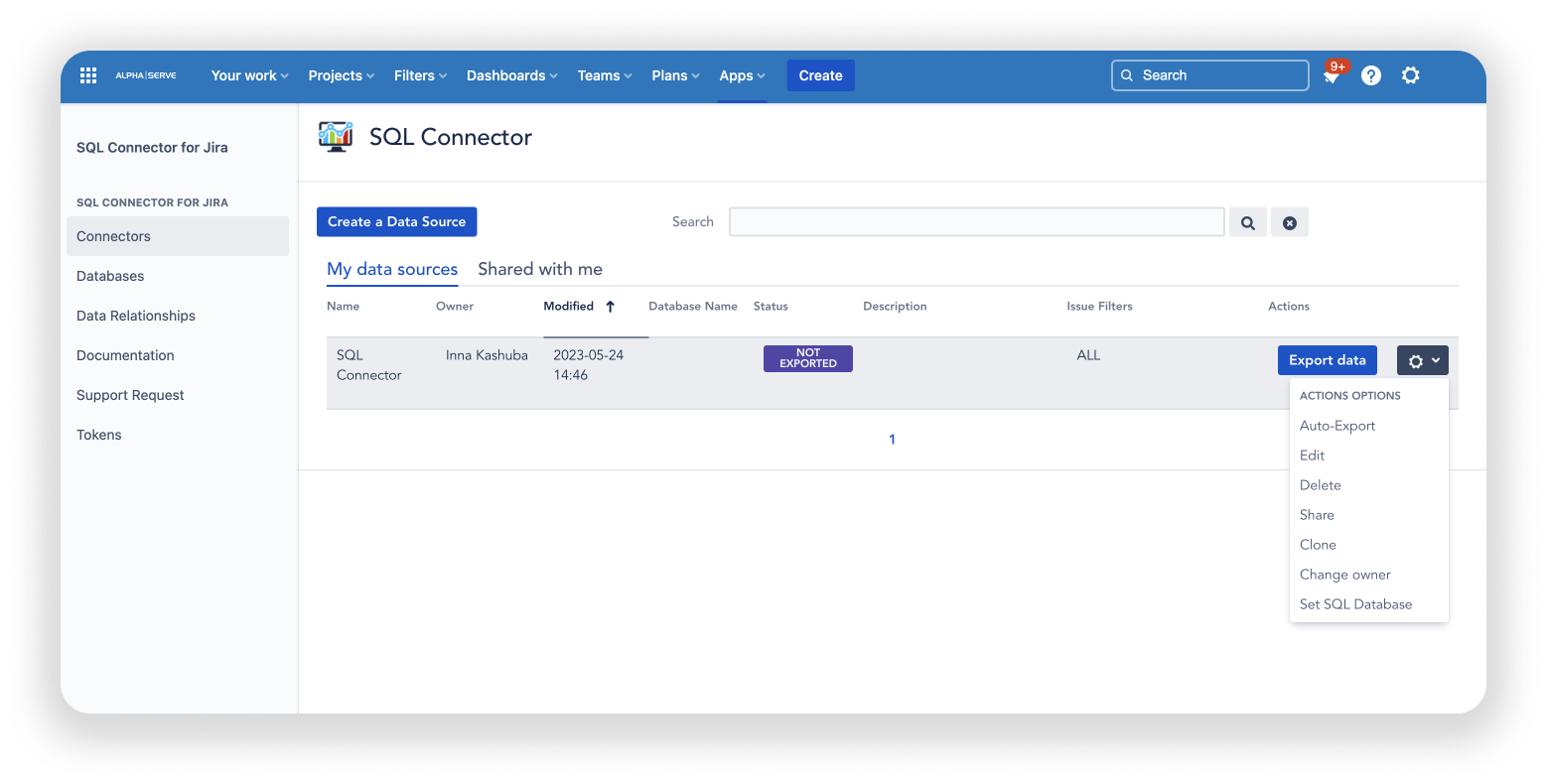 screenshot of SQL Connector for Jira